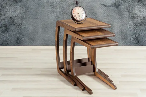 تصویر 4 از میز عسلی چوبی چهار تایی خوش‌ رنگ و طبیعی